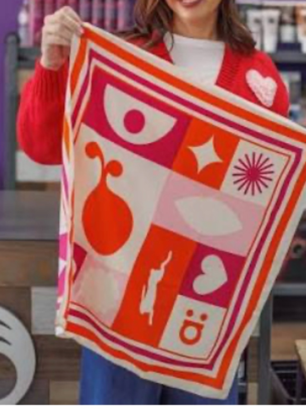 NWT AMIKA Pink , White & Orange Printed Hair Scarf